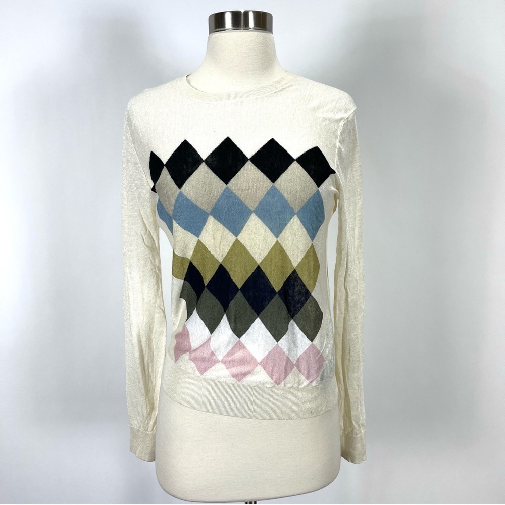 Theory Diamond Argyle linen sweater